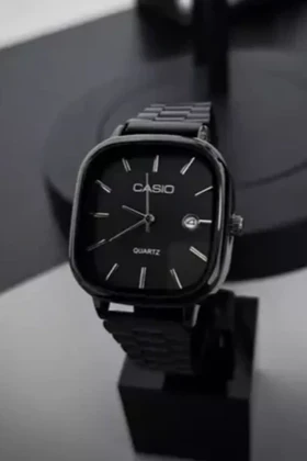 ساعت مردانه کاسیو اولدمانی مدل صفحه مربع تمام مشکی