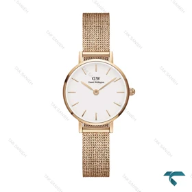 ساعت مچی زنانه DW مینی گرد رزگلد حصیری DW-6650-L
