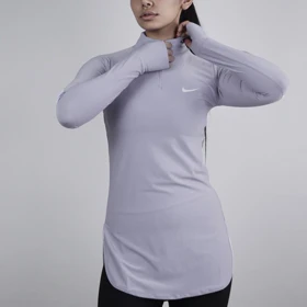 استرج آستین بلند نیم زیپ ورزشی زنانه نایک مدل VHD-3K1452 یاسی