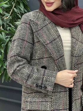 پالتو چهارخونه بلند شش دکمه