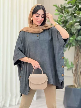 مانتو پانچ یقه دو دکمه هیما