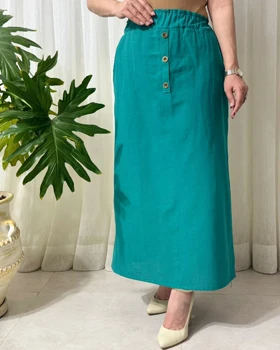 دامن لینن جیب‌دار 6014