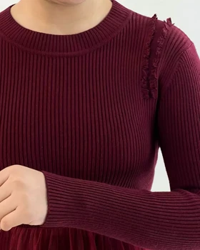 پیراهن بافت با رویی تور کد 5360