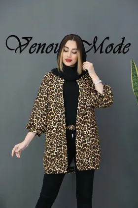 مانتو کتی پلنگی جیب هلالی