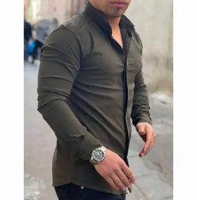 پیراهن ساده مردانه برند ZARA رنگ سبز تیره