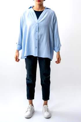 شومیز یقه هفت آستین پاکتی زنانه