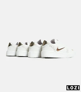 کفش کتانی مردانه و زنانه سفید NIKE jordan 1 low gold
