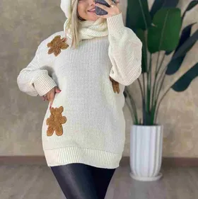 بلوز بافت خرس گلدوزی یقه گرد کد1593