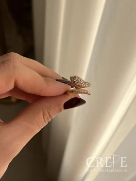 انگشتر مار نگینی ژوپینگ طلایی