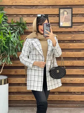 مانتو چهارخونه لمه دار