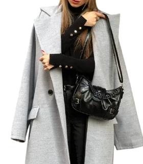 کیف دوشی زنانه مشکی مدل چروک