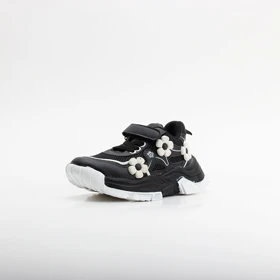 کفش اسپرت دخترانه نادر مدل گل (مشکی)