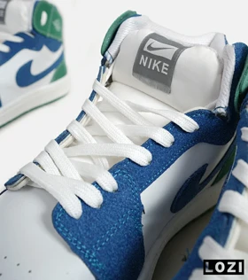 کفش کتانی مردانه و زنانه ساق‌دار سفید آبی سبز NIKE jordan 1