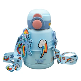 بطری و تراول ماگ پونی کوچولو بچگانه مدل Rainbow Dash ظرفیت 0.6 لیتر