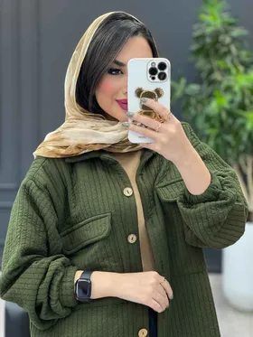 مانتو پاییزه دوخت دار جیب پاکتی