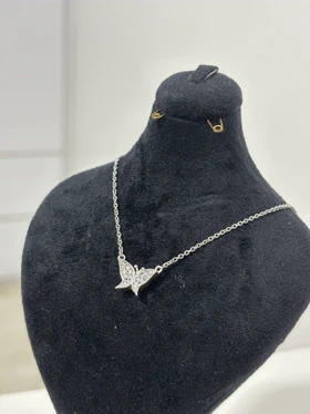 گرردنبند نقره زنانه پروانه مینیمال 975