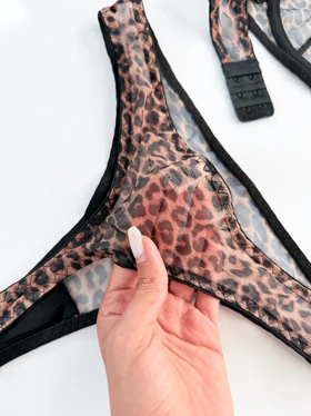 ست شورت و سوتین فنردار تور پلنگی