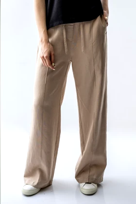 شلوار لینن دمپا گشاد کمرکش زنانه