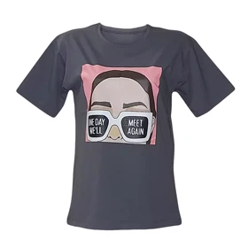 تیشرت زنانه نخ پنبه طرح عینک