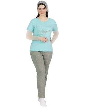 ست لباس راحتی زنانه سایز بزرگ پنبه نیم آستین مدل ادنا