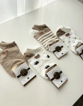 جوراب خرسی تم کرم دخترانه 848