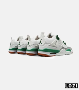 کتانی ساق‌دار زنانه و مردانه سفید طوسی سبز Nike air jordan 4