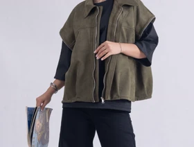 جکت جیر زیتونی Suede دو حالته