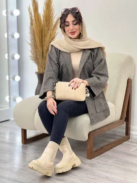 پالتو چهارخونه تک دکمه