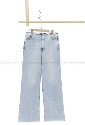شلوار جین wide legلبه ریش