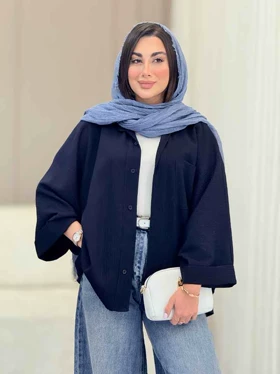 مانتو پانچ آستین پاکتی تک جیب
