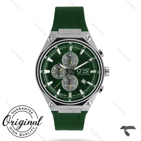 ساعت کرست مردانه 6336-2 فول دیت استیل سبز Crest-11032-G