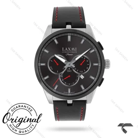 ساعت لاکسمی 8131-3 مردانه کورنوگراف سیلور بند چرم مشکی Laxmi-9152-G