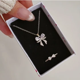 نیمست(گردنبند و انگشتر) پاپیون مینیمال🎀