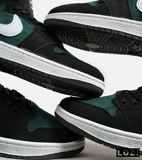 کفش کتانی ساق‌دار طوسی سبز مشکی مردانه Nike air jordan 1