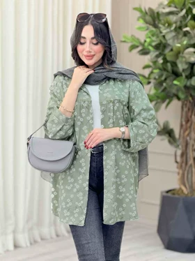 مانتو طرح بابونه آستین پیله