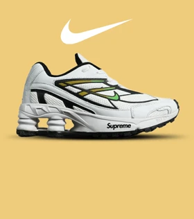 کفش کتانی مردانه سفید سبز نایک NIKE x SUPREME shox ride 2 مدل 7057