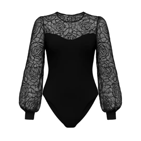 بادی فانتزی رنگ مشکی طرح گل برند پاپیلون کد 466