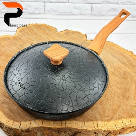 تابه 24 تکدسته آنتیک دسته چوبی گرانیتی مشکی هاناتک