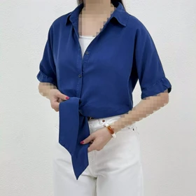 شومیز زنانه سیلک جلو گره‌ای