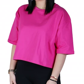 تیشرت زنانه کراپ چاپدار