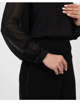 شلوار زنانه پارچه ای مجلسی کرپ مرویجت از بالا گشاد روشنان