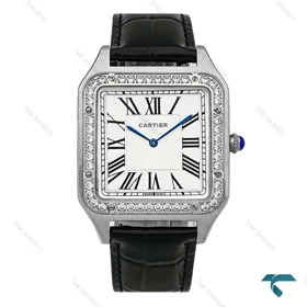 ساعت کارتیر سانتوس دومونت مردانه دورنگین سیلور مشکی Cartier-8885-G