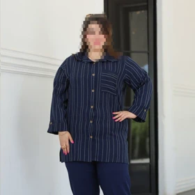 شومیز مانتویی سایزبزرگ مدل لاوین کد 370