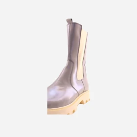 نیم بوت چرم زنانه طوسی