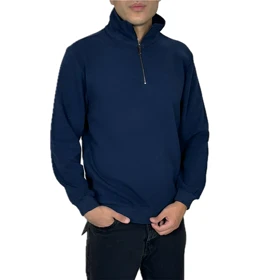 بلوز مردانه یقه نیم زیپ سرمه ای وارداتی