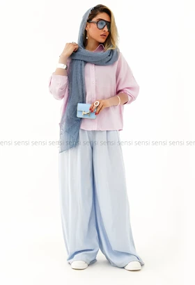 شومیز ساده رنگی آستین پیله کد1005281