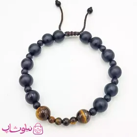 دستبند مهره ای دستساز مشکی قهوه ای