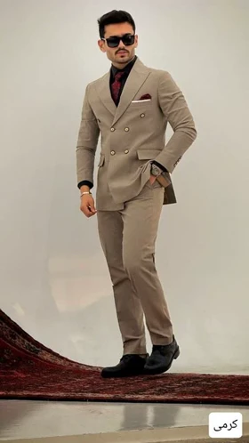 کت و شلوار مردانه دبل برست اطلسی_کد4138