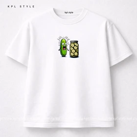 تیشرت باکسی طرح سورپرایز خیارشور 100٪ پنبه | کد 1346