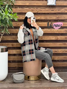 پالتو چهارخونه آستین دورس
